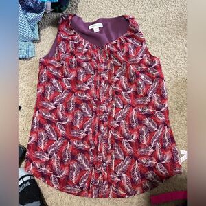 Coldwater Creek Sleeveless Feather Dress Shirt